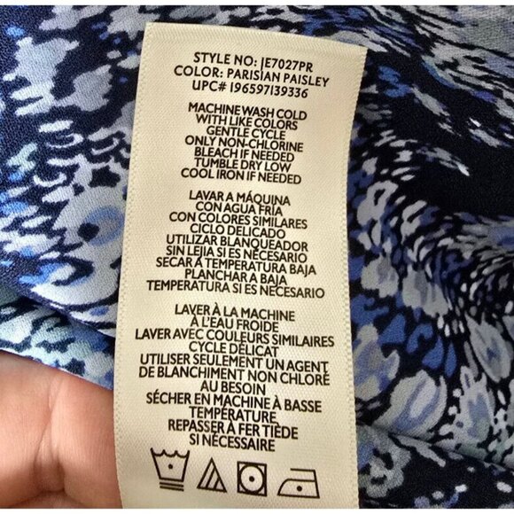 Joie Peasant Blouse Sz XL Paisley Blue Flowy Ruffle Pintucked Boho Artsy Flowy - Picture 13 of 15